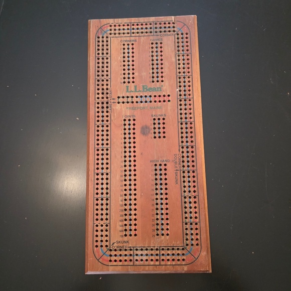 LL Bean Wood Cribbage Board with Pegs - Picture 1 of 9